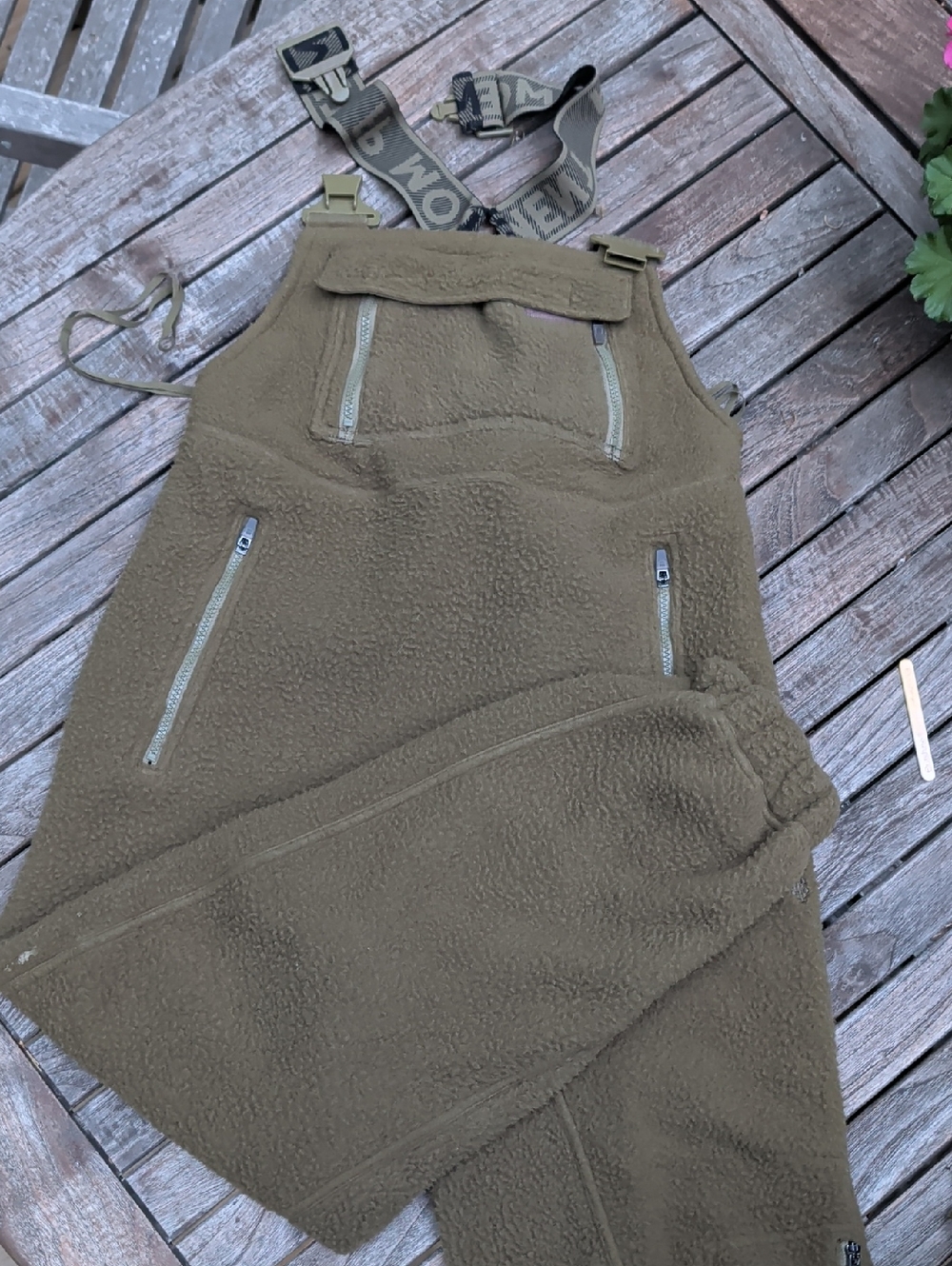 Free people Olive Green Padded Overalls with Branded Straps